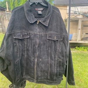 FUBU Vintage Black  stone washed Jean Jacket Sz 4XL